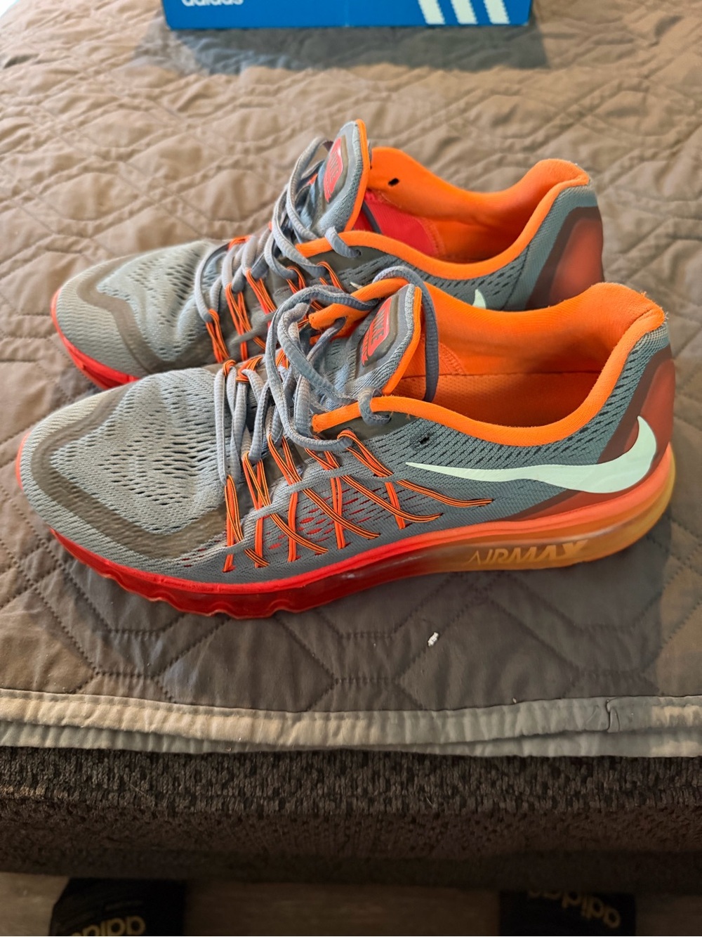 Nike Gray and Orange Air Max Running Sneakers